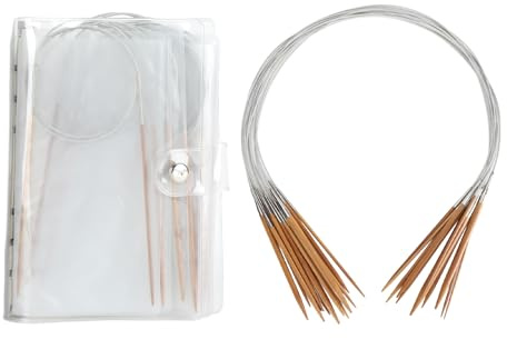 Pssopp Double Pointed Circular Needles, Bamboo Steel Knitting Set with Smooth Cables Ideal Moms Kids Girls College Students