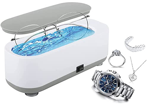 Ravsfbca Ultrasonic Jewelry Cleaner, Jewelry Cleaner Machine 12oz 46KHz, Professional Sonic Cleaner with One-Touch Operation, Ultrasonic Cleaner for Rings, Glasses, Jewelry, Dentures