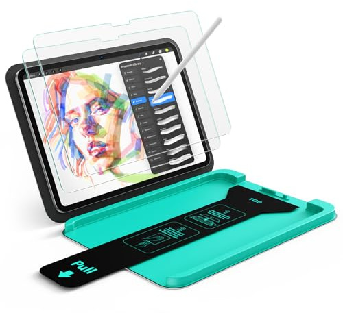ESR 2 Pack Paper-Feel Armorite Screen Protectors for iPad Pro 11 Inch (M5/M4) 2025/2024, Write and Draw Like on Paper, 9H Tempered Glass Film with Ultra Fit Tray, Military Grade, Apple Pencil Support