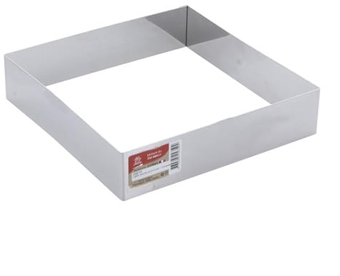 Cadre à pâtisserie carré inox 20 cm h 4.5 cm - Alice Délice