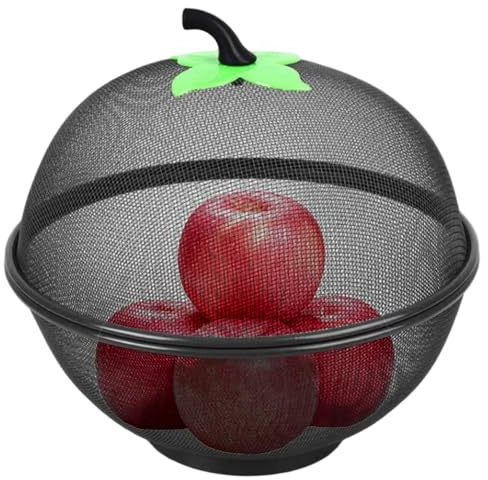 Fruit Bowl with Lid 10 inch Apple-Shape Metal Fine Mesh Fruit Basket with Lid for Kitchen Vegetables Snacks
