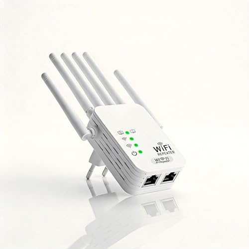 Amplificador Señal WiFi 2026, Repetidor WiFi Largo Alcance con 6 Antenas,Cobertura hasta 1200㎡, 3 Modos (Repetidor/Ap/Puente), 2 Puertos LAN, Extensor WiFi de Alta Velocidad