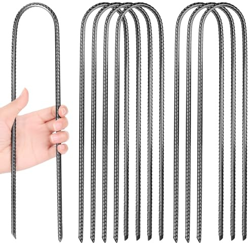 Huiguli 8 Pezzi 30 cm Picchetti Tenda, Ancoraggio a Terra a Forma di U per Trampolini con Punta Affilata, Picchetti Giardino Antiruggine, Ancore a Terra per Recinzioni, Campeggio e Altalene