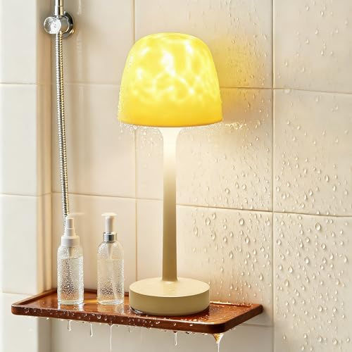 ZEONX Waterproof Shower & Table Lamp – Rechargeable Cordless Mood Lamp with 16 Colours & Dimming, Portable Battery Powered Design with Touch & Remote Control for Bathroom, Kitchen, Spa & Home Ambience