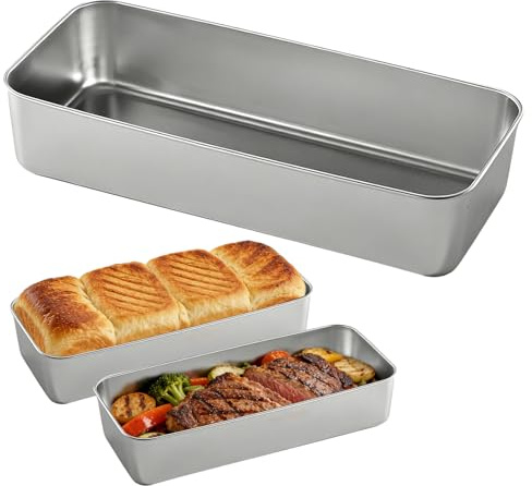 imposyu Molde Rectangular de Acero Inoxidable 33 x 15 x 6,5 cm Molde Rectangular Moldes Rectangula Grande de Acero Inoxidable para Pan, Pasteles, Tiramisú, Tostadas, Apto para Lavavajillas y Horno