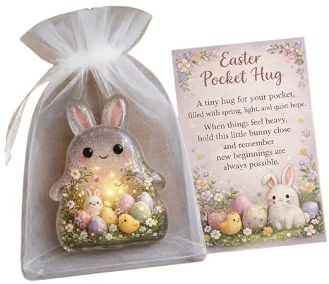 Biglietti ispiratori a tema pasquale, con lepre, in acrilico, formato tascabile, biglietto di incoraggiamento per famiglia, amico, regalo di Pasqua, biglietto di famiglia