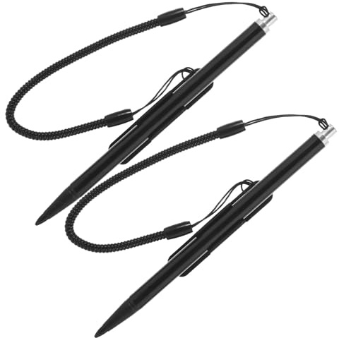 OSOLADY Penna Stilo Resistiva per Touchscreen 2 Pezzi con Cordino Antismarrimento e Clip, Compatibile con Stampanti Fiscali e Console da Gioco, Alluminio e Abs