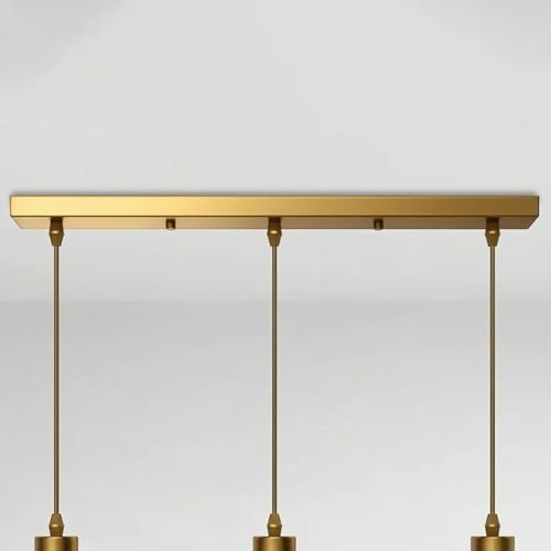 Baldachin Lampe, Baldachin für Lampe Rechteckig, Deckenbaldachin Lang,Kabelabdeckung Deckenrosette Metall Lampenabdeckung Decke Lampenschirm Deckendose (Gold, 100cm*3-Löcher)