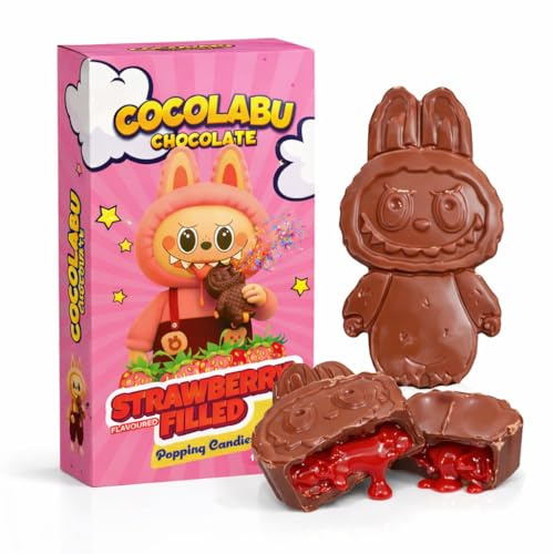 Chocolate Bonbons Éclatants Fraise – Chocolat au Lait Fourré Saveur Fraise avec Popping Candy | Bonbon Chocolat Original | Confiserie Gourmande 100g | COCOLABU