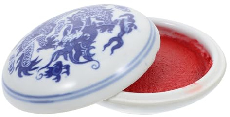 AUTSUPPL Tampone per Timbri per Calligrafia, Uso per Pittura e Sigilli Cinesi, Leggero e Portatile, Tondo in Ceramica