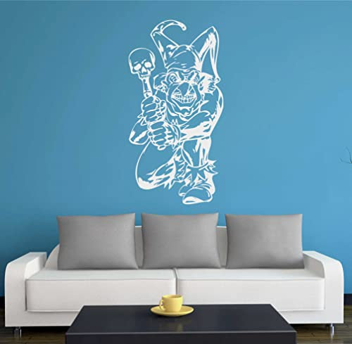 INDIGOS UG - Wandtattoo Wohnzimmer - Wandaufkleber gruseliger Horror Clown 120x61 cm Silber w903 - Aufkleber Kinderzimmer Schlafzimmer Küche Badezimmer Büro Dekoration