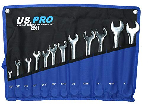 AB Tools AF Imperial SAE Combination Wrench Spanner Set 1/4 – 1” 12pc Set