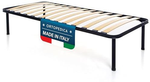 DOLCI SOGNI Singolo 90x190 cm, Altezza 30 cm, Rete Ortopedica 4 Piedi Letto Smontabili a Doppio Bullone, Rete Singola Doghe 100% Made in Italy