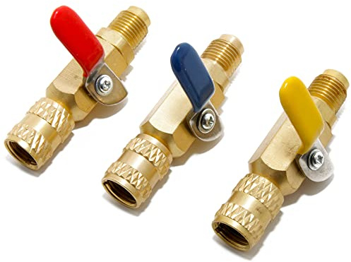 Split R410a / R32 3er Set Kugelventil kurz 5/16 SAE-M 5/16 SAE-W für Split oder KFZ Klimaanlage