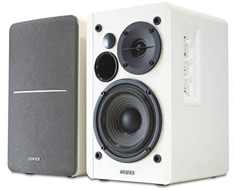 Edifier R1280T Active Bookshelf Speakers 2.0, Dual RCA Input, 42W RMS, 55Hz–20kHz, 4 Drivers, 0.5 Tweeters, Bass Reflect Port, with Wireless Remote, Wood Enclosure, White