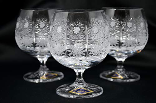 Czech Cognac Brandy Snifter set of 6, Crystal Glass, Hand Cut 8oz/250ml Bohemia Glass Tumbler, Whiskey Glass Bohemia, Crystal Gift