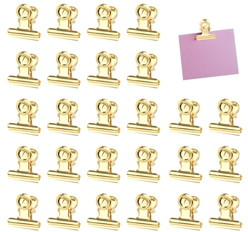 JUYOO Binderklammern, JUYOO 30 Stück, 22 mm, Büroklammern, Briefklammern, Bulldoggenklammern für Bilder, Fotos, Küche, Zuhause, Büro, Zubehör, Gold