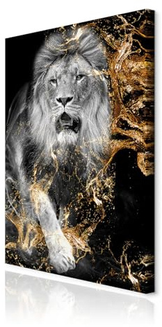 decomonkey Bilder Abstrakt Löwe 80x120 cm 1 Teilig Leinwandbilder Bild auf Leinwand Vlies Wandbild Kunstdruck Wanddeko Wand Wohnzimmer Wanddekoration Deko Modern Tiere