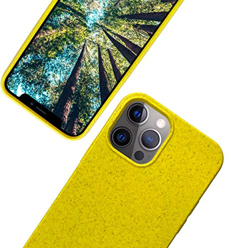 eplanita Bio iPhone 12 und 12 Pro Hülle, Pflanzenfaser, Fallschutz Cover, Langlebig und Nachhaltig (Gelb, iPhone 12 und 12 Pro)
