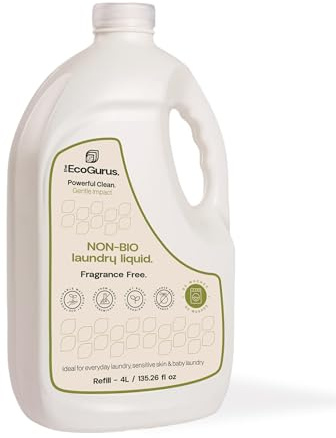 Eco Laundry Detergent | Fragrance Free Non Bio Washing Liquid for Sensitive Skin | Hypoallergenic Unscented Liquid Detergent |Suitable for Babies & Delicate Washing | 4L | 80 Washes