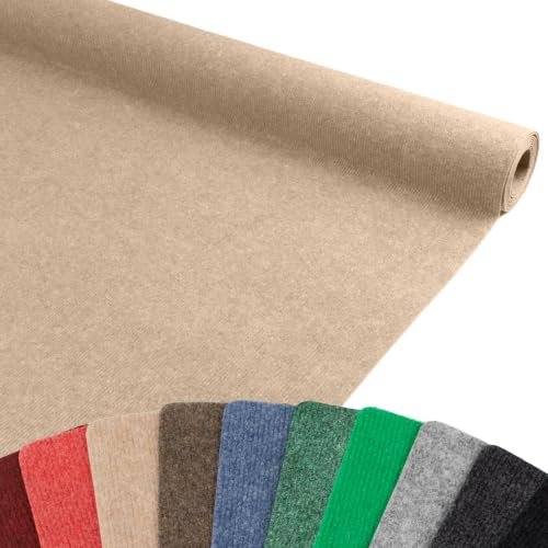 Primaflor Messeteppich Rips Malta | Beige | 200x900 cm | BFL-S1 | gerippter Eventteppich | Rips Nadelfilz für Messe, Hochzeit & Event | 2,5 mm | leicht zuschneidbar