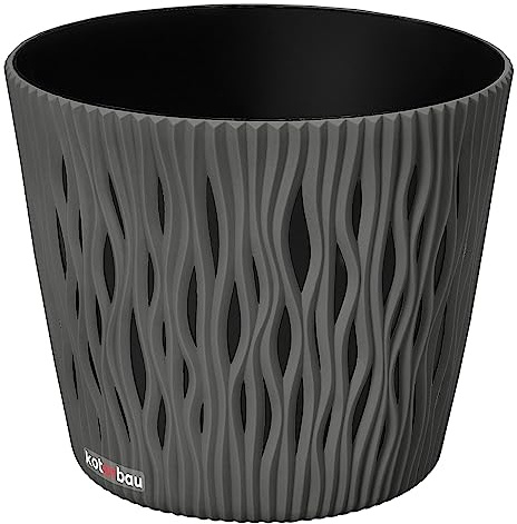 KOTARBAU Maceta redonda con interior (225x190 mm), color gris piedra
