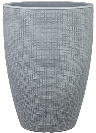 Scheurich Barceo High 40, Hochgefäß/Blumentopf/Pflanzenkübel, rund, Farbe: Stony Grey, hergestellt mit recyceltem Kunststoff, 10 Jahre Garantie, für den Außenbereich