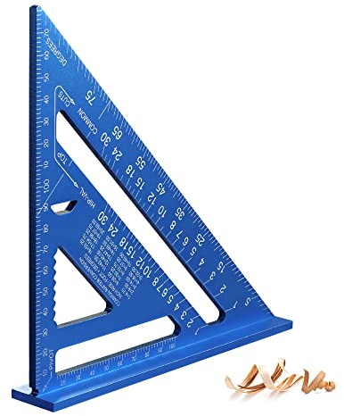 WORKPRO Zimmermannswinkel Multifunktional Winkelmesser 180mm Dreieckslineal Anschlagwinkel Metrisch Aluminiumlegierung Präzision Layout-Messwerkzeug für Schreiner, Ingenieure