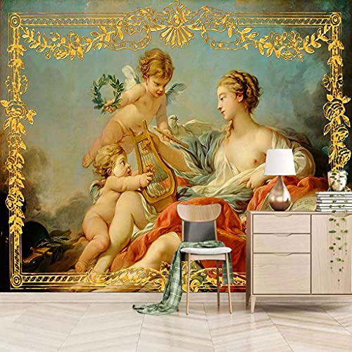 FVGKYS Wohnzimmer Schlafzimmer Hintergrund Wandbild Tapete Wandtattoo Porträt Des Kleinen Engels Benutzerdefinierte 3D Selbstklebend Fototapeten Wand Papier 300x210cm Heimdekoration Wandgemälde