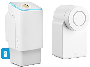 EKEY UNO 200204 Fingerprint mit Akku inkl. Nuki Smart Lock 3.0 weiß, Akkubetriebenes Nachrüst-Set für alle gängigen Türen, weiß