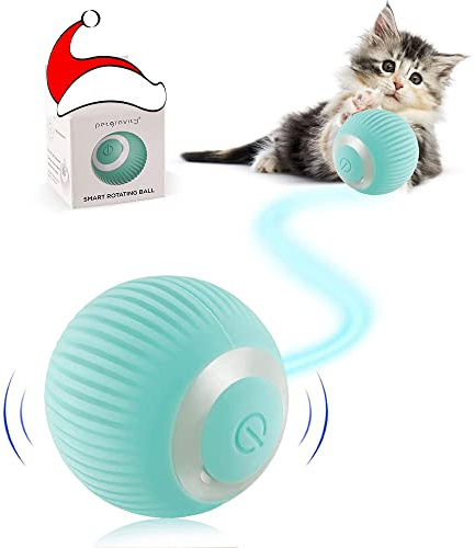 Havenfly Interaktives Katzenspielzeug Ball, Intelligentes Automatisches Bewegliches Kugelpuzzle für den Innenbereich, USB-Aufladung, Haustierspielzeug mit Licht, Lustiges Geschenk für Kätzchen (Blau)