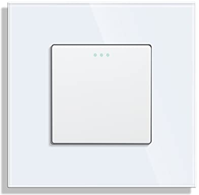 JIMEIDA Interrupteur à bascule 1 division, 1 voie, en verre, interrupteur lumineux blanc encastré, interrupteur mural à bouton, interrupteur à bascule en cristal 10 A, 250 V