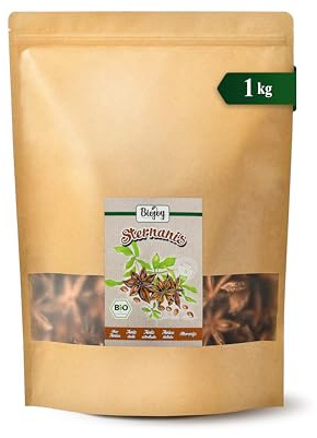 Biojoy EKO Stjärnaniskapslar, hela, torkade, löst te, 1 kg | Stjärnanis från Vietnam, perfekt för kryddning, pyssel eller dekoration, Illicium verum L.