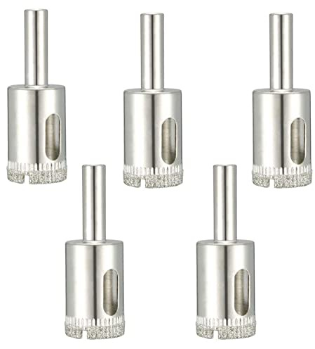 TA-VIGOR 5Pcs 20mm Diamond Drill Bit Hole Saw, Hollow Core Drill Bit Hole Saw, Diamond Coated Carving Drilling Bits for Glass Ceramics Porcelain Tile Stone Granite Marble