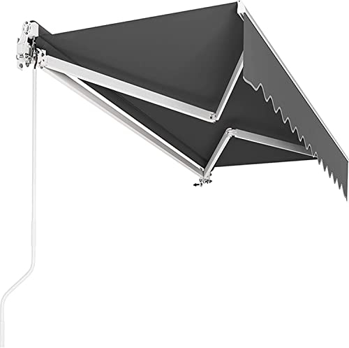 Tenda da Sole a Bracci Estensibili, 250 x 200 cm, Tenda a Braccio Raggi UV con braccio snodato, supporto a parete, manovella, in alluminio/poliestere, per esterni, terrazze, balcone, Grigio