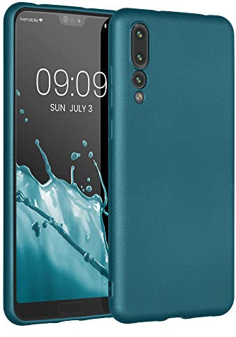 kwmobile Handyhülle für Huawei P20 Pro Hülle - weiche Silikon Case metallisch schimmernd - Schutzhülle Cover - Metallic Karibikblau