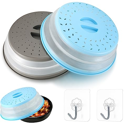 Tomoyuki Copertura per Microonde Pieghevole, 2 Pezzi Coperchio per Microonde, Antischizzi Coperchio Piatto in Plastica per Microonde, Coperchio Microonde per Riscaldamento a Microonde e Antispruzzo