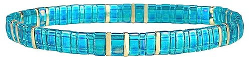 KELITCH Kvinnors Strand Tila Beads Sten Beads Elastic Stretchy Armband för kvinnor
