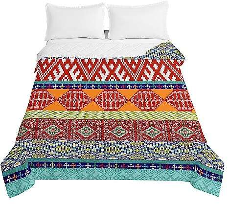 Odot Colcha Bouti de Verano, 3D Piedra Estampado Suave Microfibra Multiusos Cubrecama Lavable Acolchada Edredón Manta para Cama de Infantil Individual Matrimonio (100x150cm,Tótem Boho 2)
