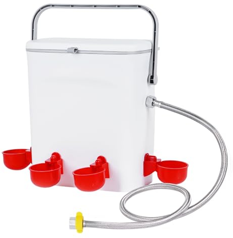 MOGOULUA 9L Hühnertränke mit 4 Stück Tränkebecher Automatischer Wasserspender für Hühner und Küken Automatische Geflügeltränke für Huhn Ente Gans Pute Taube