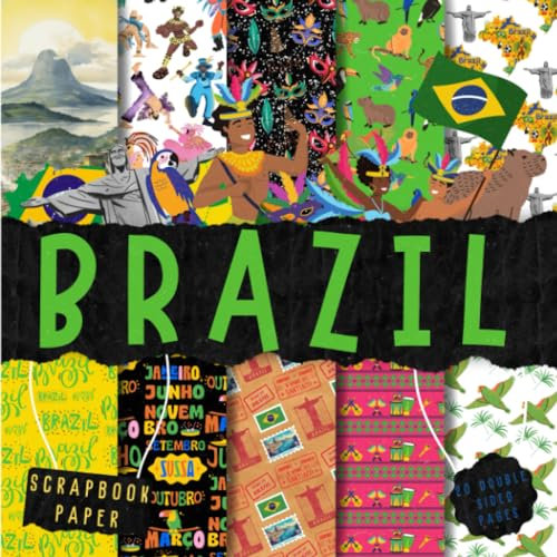 Brazil scrapbook paper, 8.5x8.5, 10 Designs, 20 Double-Sided Sheets: Travel Scrapbooking Paper for Junk Journals, Decorative craft Paper for Gift, ... & Mixed Media, Origami, Collage & Card Making