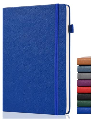 Notizbuch Dotted – A5 Bullet Dotted Journal, 140GSM Dickes Papier, A5 Dotted Journal mit 152 Seiten, Gesäßtasche, Stifthalter, Hardcover Gepunktet Notizbuch für Planung, Notizen, Studium, Dunkelblau