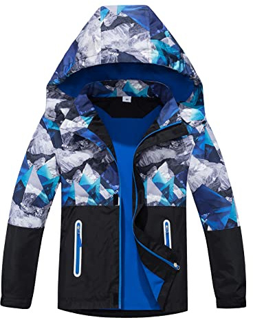 MGEOY Boys Girls Rain Jackets Lightweight Waterproof Hooded Raincoats Windbreakers for Kids 4-14Y