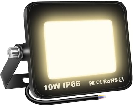 SKYWORLD 10W LED Strahler Außen 1000LM Flutlicht für Außenbereich | Wasserdicht LED Fluter, 3000K Warmweiß Scheiwerfer Aussenleuchte für Garten Innenhöfe Hinterhof Auffahrt Türen Garage Flur