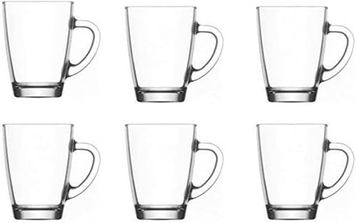 6 Latte Macchiato Gläser mit Henkel und Löffel - 300ml - Hält lange warm - Ideale Größe für Kaffeevollautomaten - Spülmaschinenfest