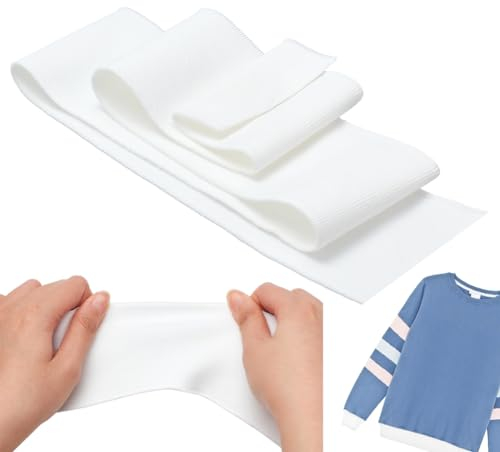 NBEADS 2 Pieza de Tejido de Punto Acanalado, Puño de Dobladillo Roscado de Punto Elástico de 80-85cm, Tejido Acanalado de Poliéster de 7-7.5cm de Ancho para Puños, Cinturillas, Color de la Nieve