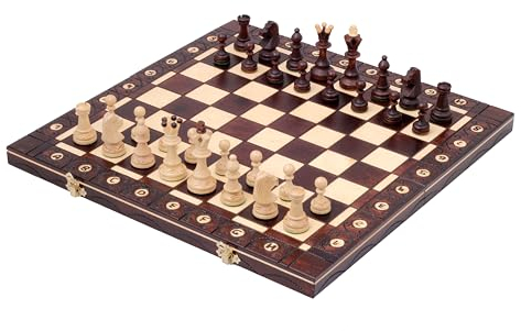 Sunrise Chess & Games Senator New Line Elegantes Schachspiel Schwarz, Klassisches Design, Holzfiguren, 42cm