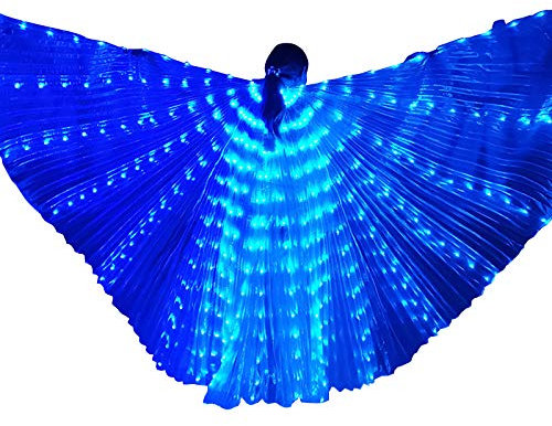 Leuchtende Schmetterlingsflügel, Feenflügel, LED-Isis-Flügel, Bauchtanz, Leuchtende Flügel für Erwachsene, Leuchtende Performance-Kleidung für Erwachsene, Halloween- und Weihnachtsfeiern(Blau)