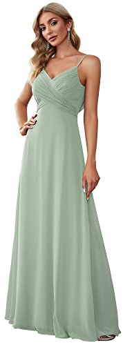 Ever-Pretty Vestiti da Sera Donna Lungo Scollo a V Senza Maniche Linea ad A Chiffon Senza Schienale 80026