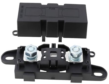 VGOL 1 Porte-fusibles de Voiture Mega avec Fusible 500A en Plastique et Métal Noir pour Voitures, Camions, Véhicules de Construction, Bus, Caravanes ou Systèmes Audio